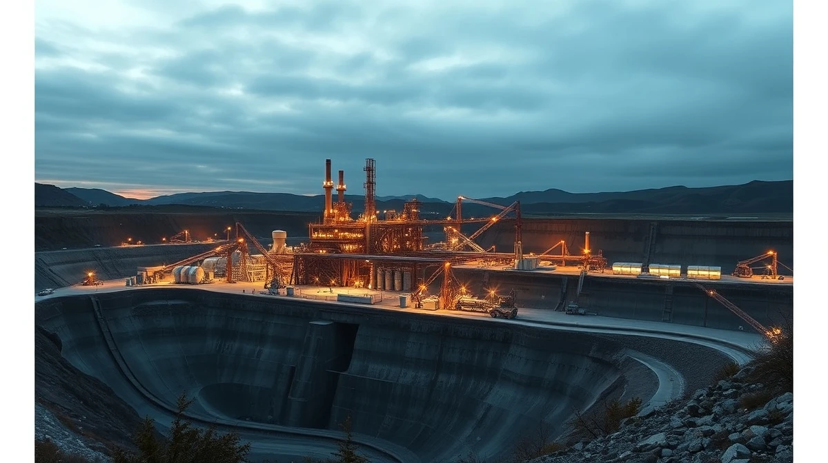 Industrial critical minerals processing plant at dusk, representing mining sector facing short selling pressure