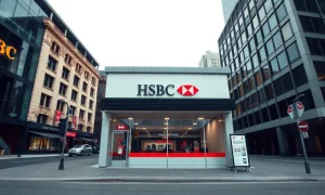 Exterior of an HSBC bank branch in Australia, representing the sale of its local mortgage portfolio.