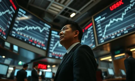 Bank of Japan official monitoring USD/JPY exchange rate screens on a Tokyo trading floor