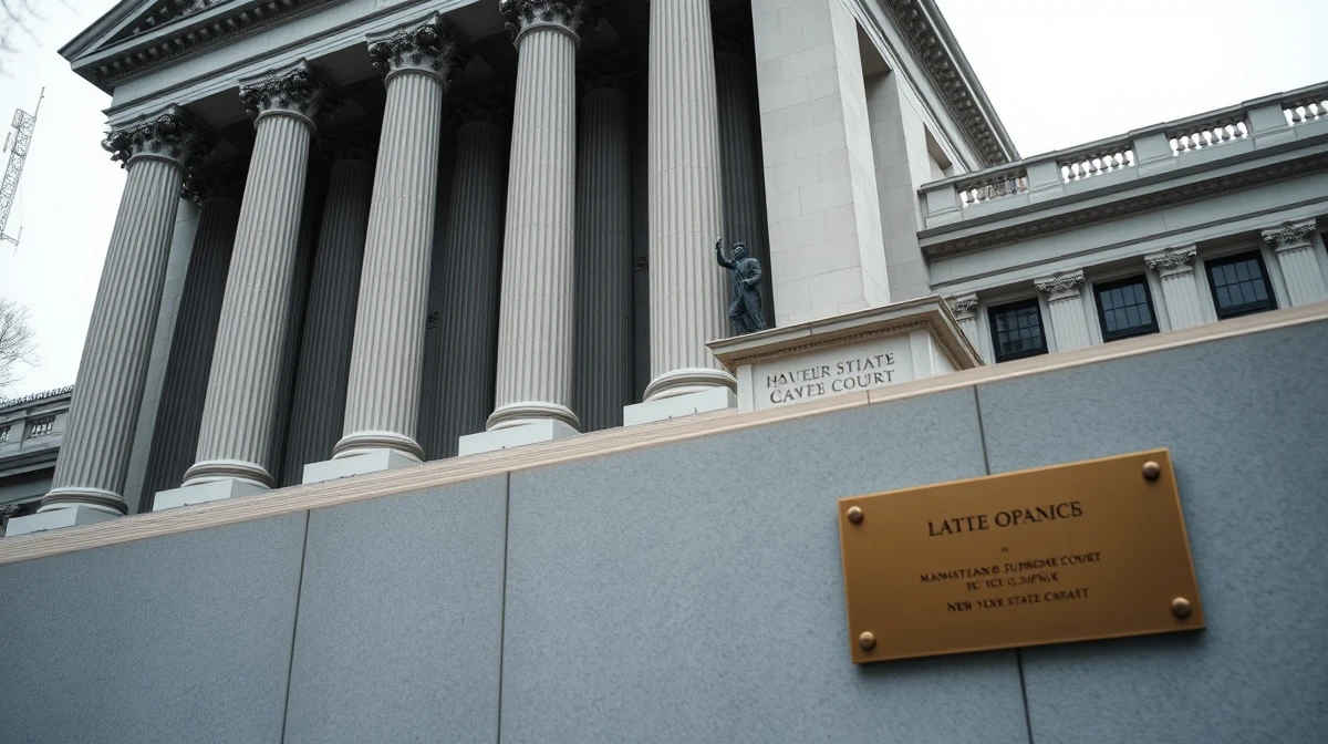 Exterior of a New York government building, the setting for the state's lawsuit against Kalshi.