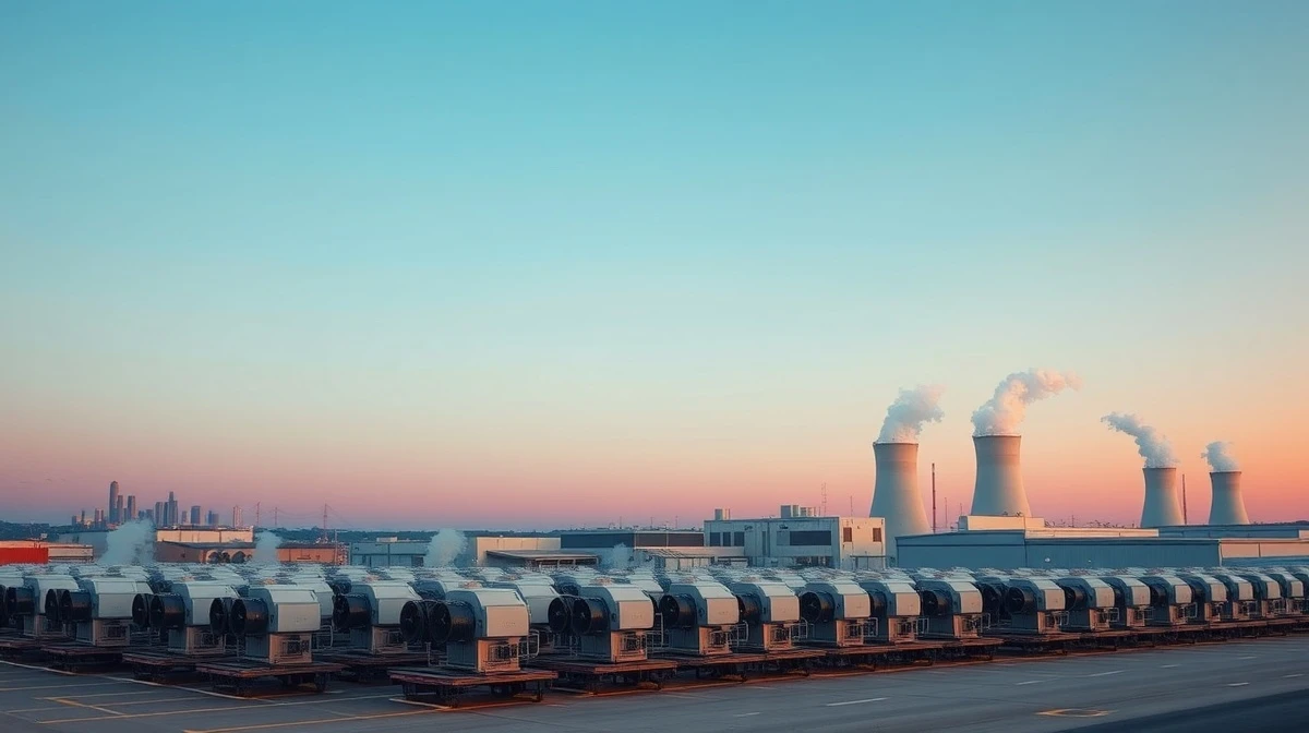 Aerial view of SpaceX's xAI data center with gas turbines on trailers in Mississippi