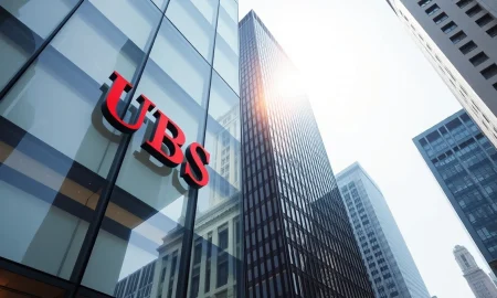 UBS office building in a US city on a sunny day