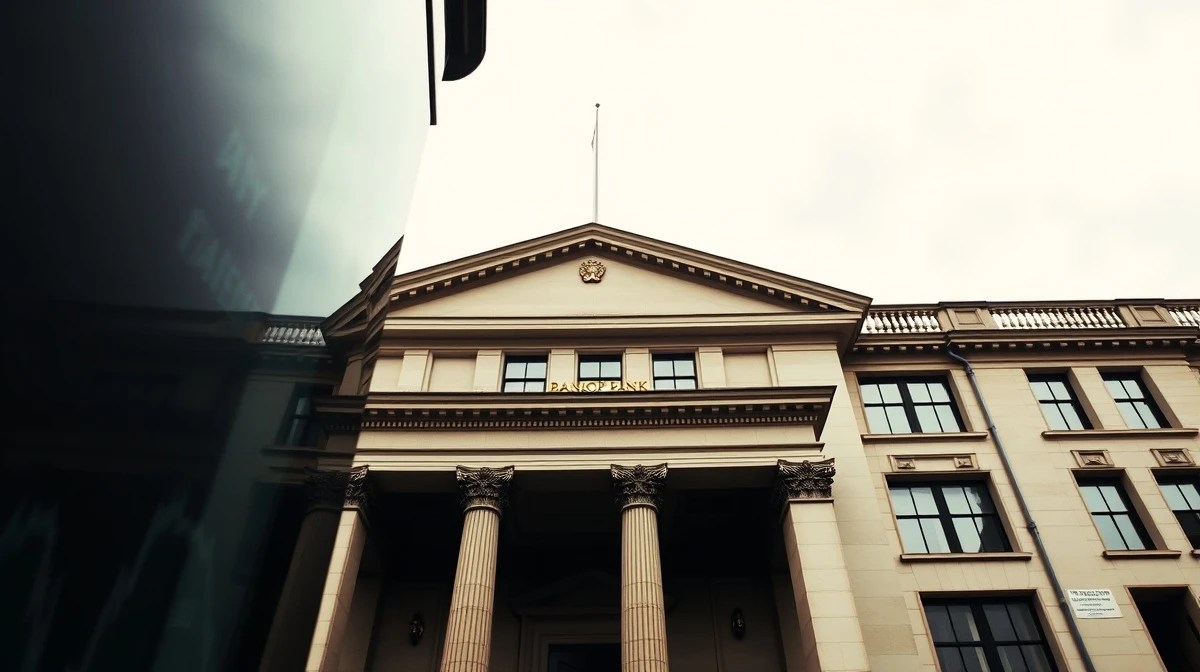 Bank of England building exterior on a cloudy day