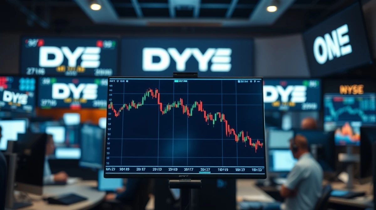 Trading screen showing DXY index chart with downward trend, indicating dollar headwinds