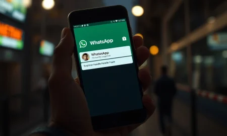 Smartphone showing WhatsApp username interface with a potentially impersonating handle