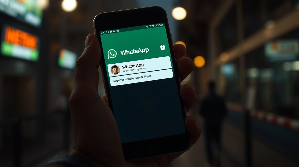 Smartphone showing WhatsApp username interface with a potentially impersonating handle