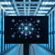 Anthropic AI model testing network diagram on a monitor in a data center
