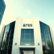 Ares Management headquarters building exterior on a clear day, symbolizing the firm's latest credit fund fundraising milestone.