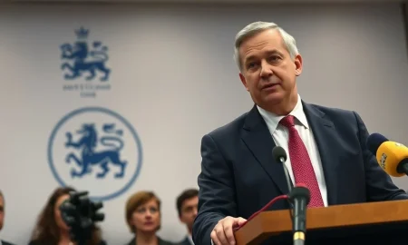 Bank of England Governor Andrew Bailey speaking at a press conference.