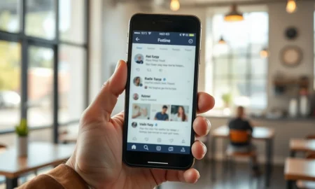 Person holding a smartphone with a social media feed, representing Bluesky's new algorithmic opt-out feature