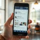 Person holding a smartphone with a social media feed, representing Bluesky's new algorithmic opt-out feature