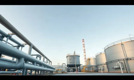 Exterior of a CenterPoint Energy natural gas utility facility under a clear sky