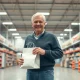 Senior customer holding a paper bag near a Costco pharmacy counter