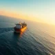 Oil tanker transiting the Strait of Hormuz amid easing US-Iran hostilities