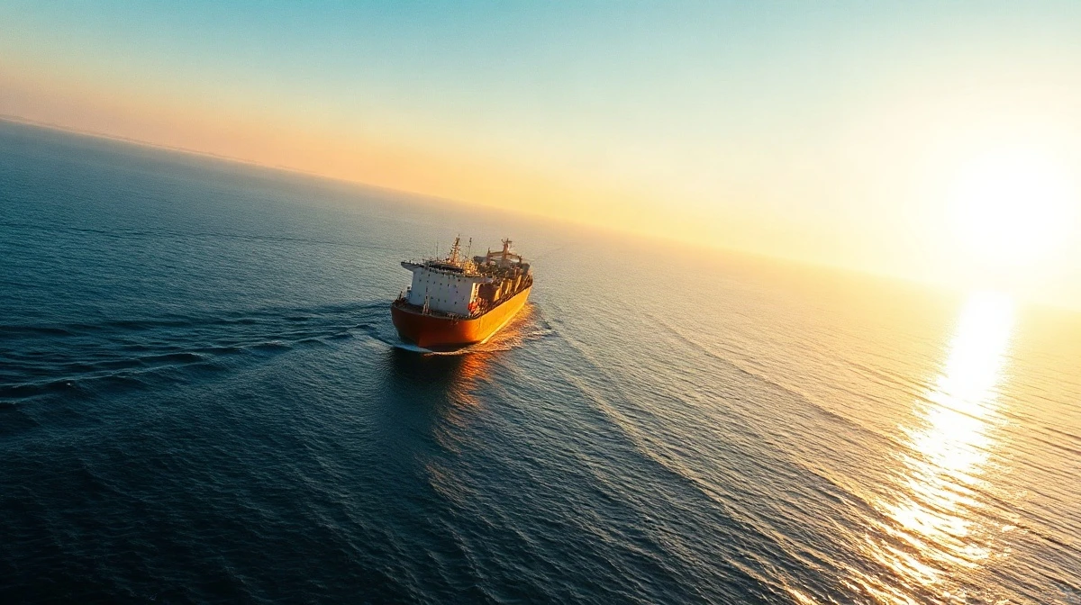 Oil tanker transiting the Strait of Hormuz amid easing US-Iran hostilities