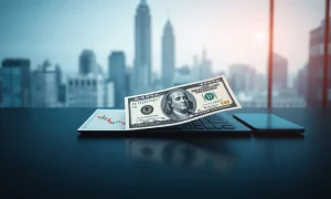 US dollar bills and a financial chart on a desk, symbolizing currency market movements.