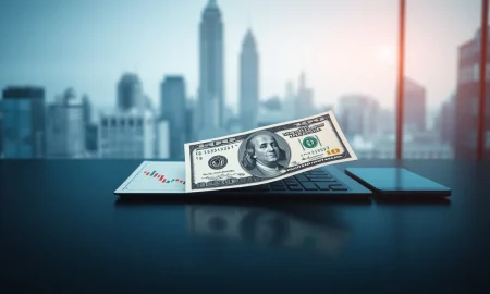 US dollar bills and a financial chart on a desk, symbolizing currency market movements.