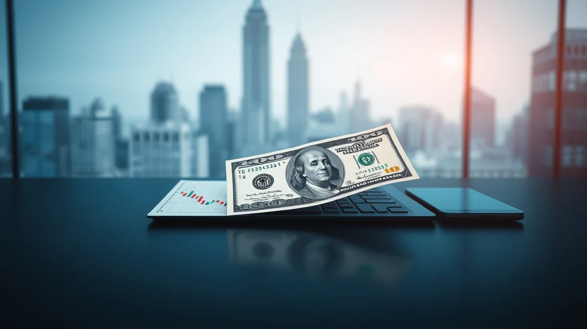 US dollar bills and a financial chart on a desk, symbolizing currency market movements.