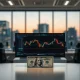 US Dollar banknote on a trading desk with blurred financial charts on monitors in the background