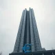 European Central Bank headquarters in Frankfurt, Germany, on a cloudy day.