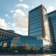 European Central Bank headquarters in Frankfurt under clear afternoon sky