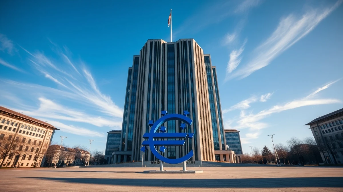 European Central Bank headquarters in Frankfurt on a sunny day