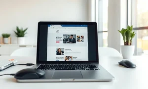 Laptop with browser interface and cursor, representing Hark's Handoff browser-use AI agent