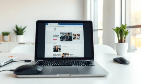 Laptop with browser interface and cursor, representing Hark's Handoff browser-use AI agent