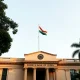 Reserve Bank of India headquarters in Mumbai, with Indian flag flying