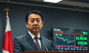 Japan's top currency diplomat Atsushi Mimura at a press conference in Tokyo