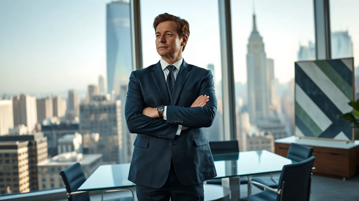 Venture capitalist Joshua Kushner looking out a window in a modern New York office