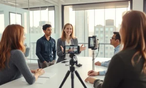 Claire Zau and Lightspeed team recording a podcast in a modern office, representing creator-led venture capital.