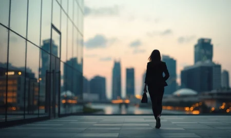 Sandhya Devanathan, former Meta India VP, now at OpenAI, walking near a Singapore office building