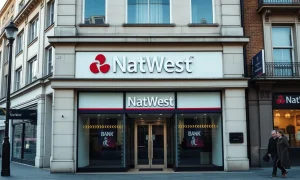 NatWest bank branch exterior in London on a sunny morning