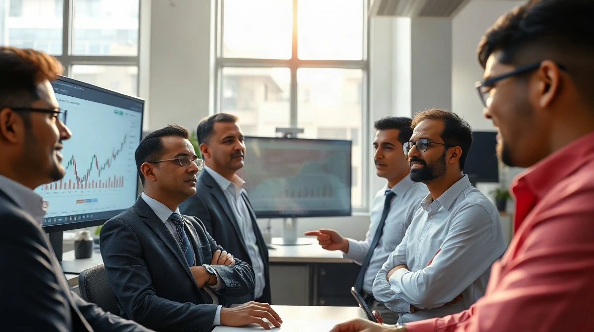 Navi fintech office in Bengaluru with team reviewing financial data