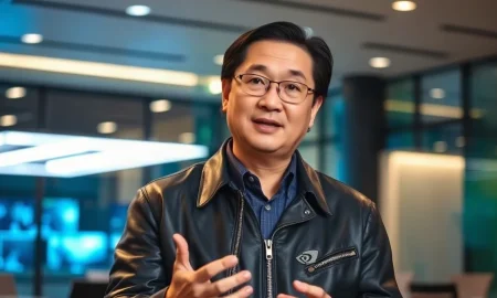 Nvidia CEO Jensen Huang speaking during an interview about the company's gross margins and AI chip demand.