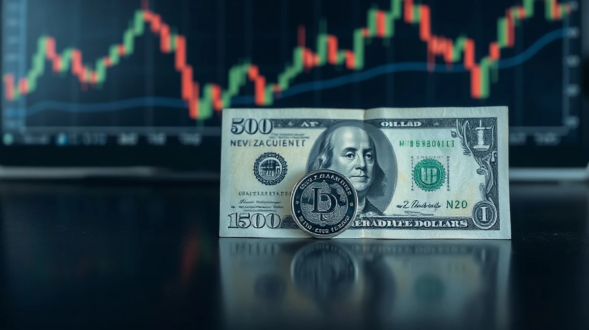New Zealand Dollar coin and US Dollar banknote on a trading desk