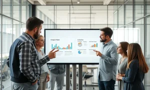 Team collaborating on a presentation slide in a bright office, representing OpenAI's acquisition of NextSlide