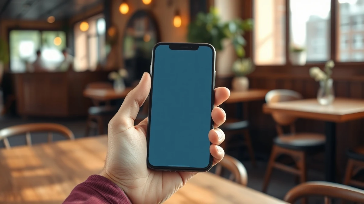 Person using a read-it-later app on a smartphone in a coffee shop