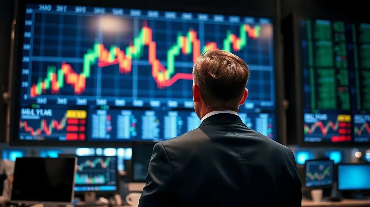 Financial analyst watching an upward trending GBP/USD chart on a trading floor display