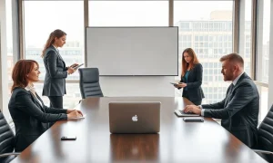 Two business professionals in a meeting room, representing the Runlayer-Rippling legal dispute