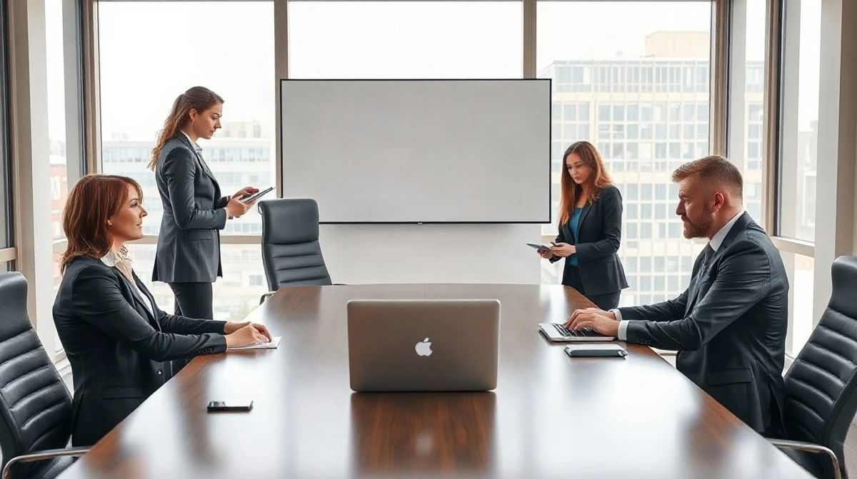 Two business professionals in a meeting room, representing the Runlayer-Rippling legal dispute