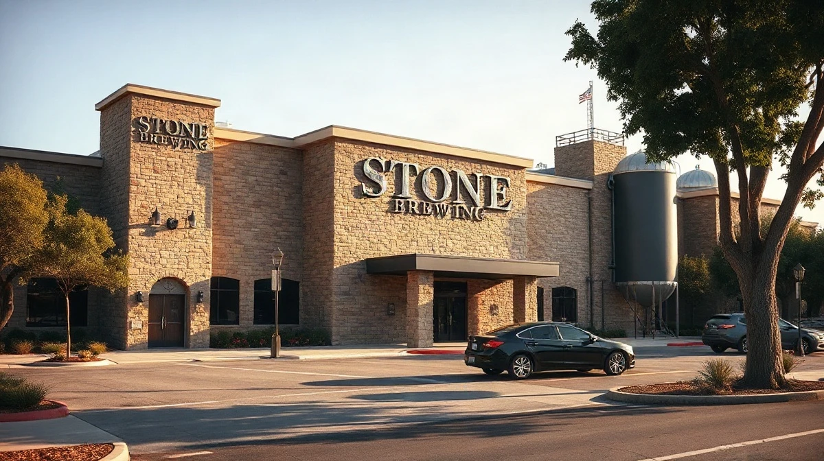 Exterior of Stone Brewing's Escondido brewery in California, site of 220 layoffs announced by Sapporo USA.