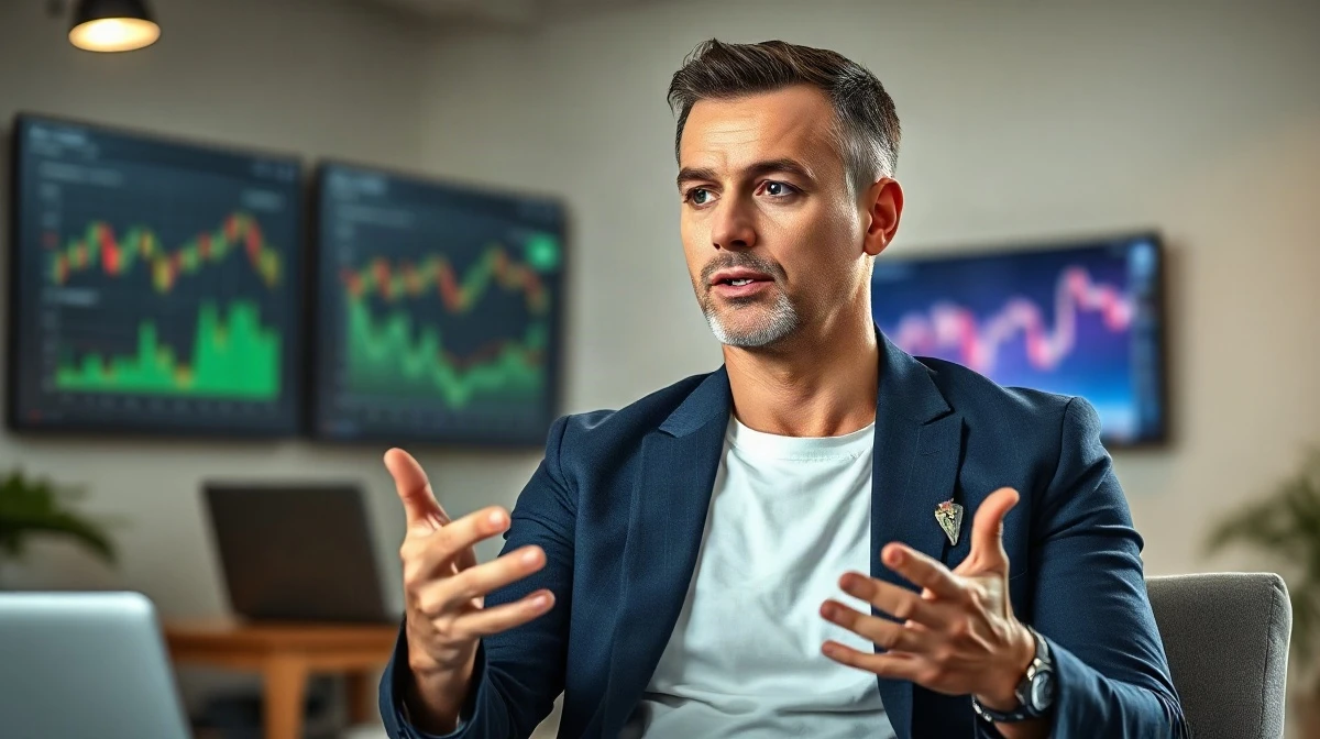 Sasha Orloff, CEO of Puzzle, in a modern office setting, discussing fundraising and financial metrics.