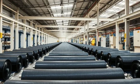 Interior of Sila's Moses Lake battery material factory with production equipment