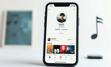 Smartphone displaying Spotify artist profile with AI Persona badge