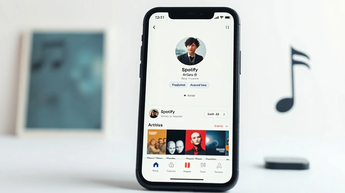 Smartphone displaying Spotify artist profile with AI Persona badge