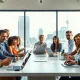 Stability AI executives and entertainment industry partners in a modern boardroom discussing AI tools