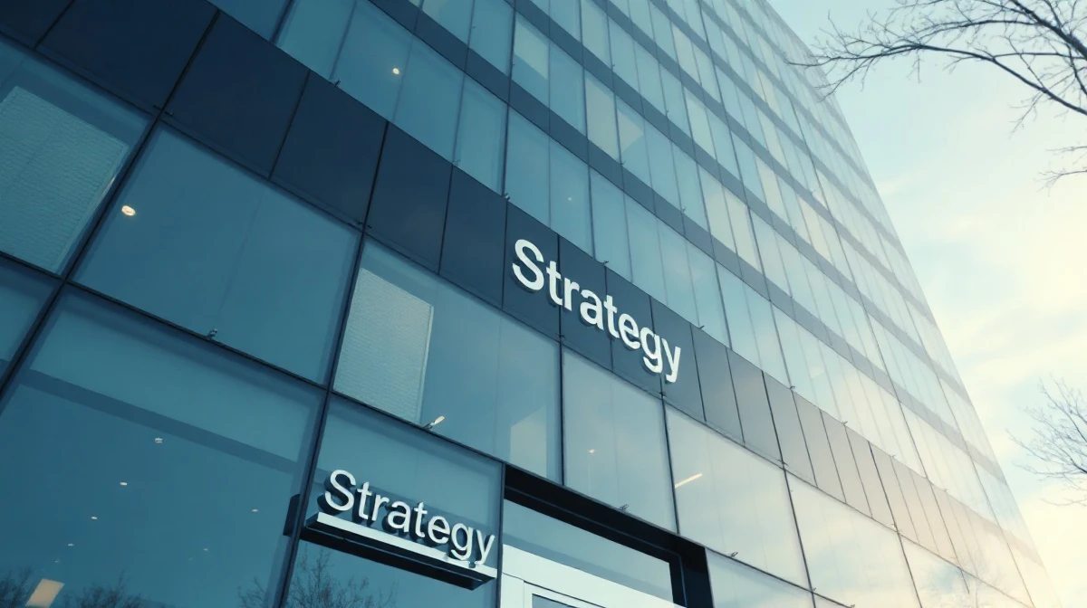Strategy corporate headquarters building in Tysons Corner, Virginia, on an overcast afternoon.