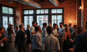Professionals networking at a StrictlyVC evening event in New York City
